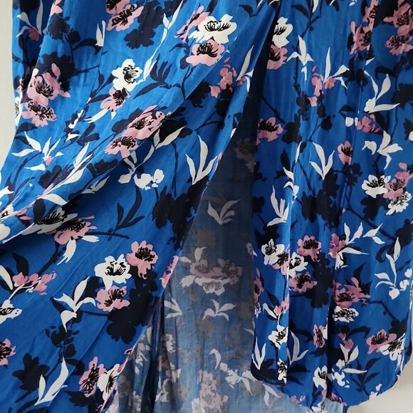 ZARA | Floral Printed Skirt Satin Slit Maxi Blue sz XS - Picture 6 of 6